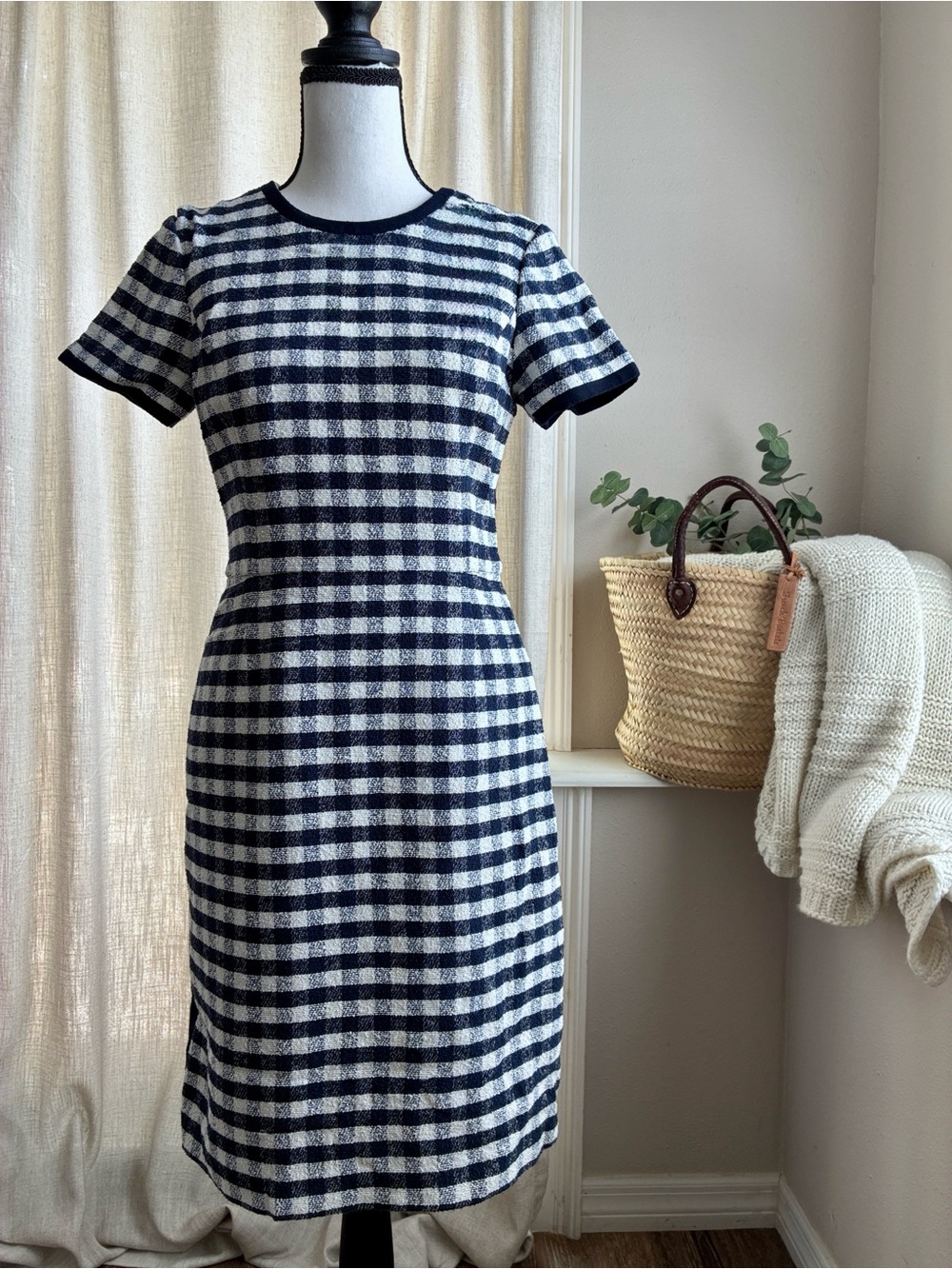 Brooks Brothers Navy  Blue & White Tweed Dress